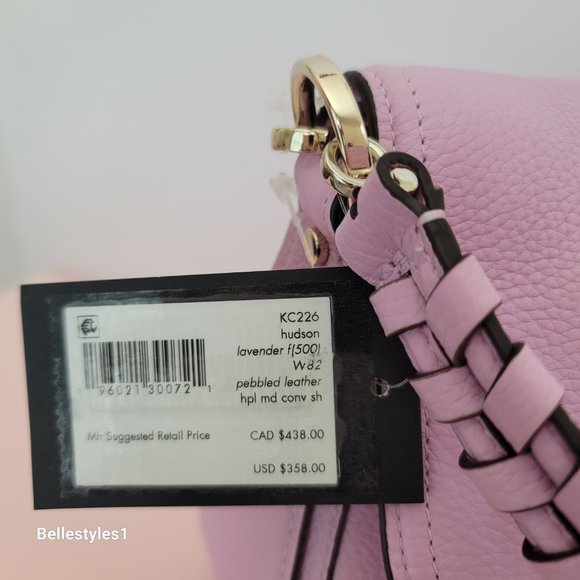 KATE SPADE Hudson Pebbled Leather Medium Flap Convertible Shoulder Bag-Lav Fst ⭐ - Picture 16 of 16
